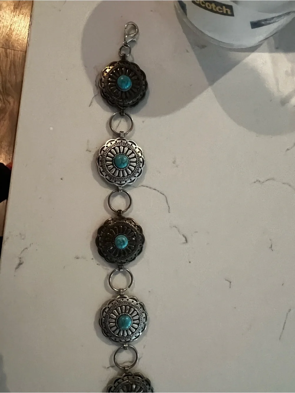 Toddler faux silver and turquoise concho western belt